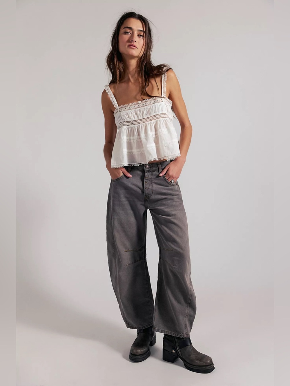 NWOT Free People Good Luck Barrel jeans - Picture 2 of 5